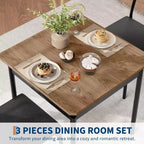 Set da Pranzo 3 Pezzi, con 2 Sedie Rivestite in PU