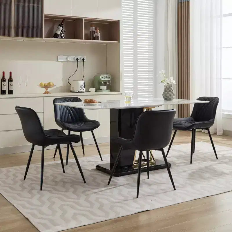 Set di 2 sedie da pranzo, sedia da cucina moderna di metà secolo, comoda sedia da cena imbottita in ecopelle
