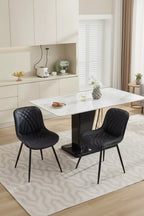 CLIHOME Set of 2 Dining Chairs, Mid Century Modern Kitchen Chair Comfortable Upholstered Faux Leather Dinner Chairs