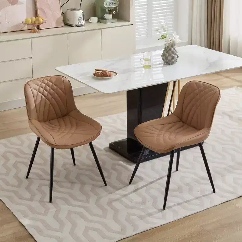 Set di 2 sedie da pranzo, sedia da cucina moderna di metà secolo, comoda sedia da cena imbottita in ecopelle