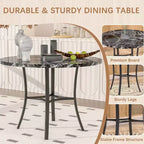 Set da pranzo da 5 pezzi per 4 persone, tavolo da pranzo in finto marmo con 4 sedie per cucina, piccoli spazi, nero/bianco