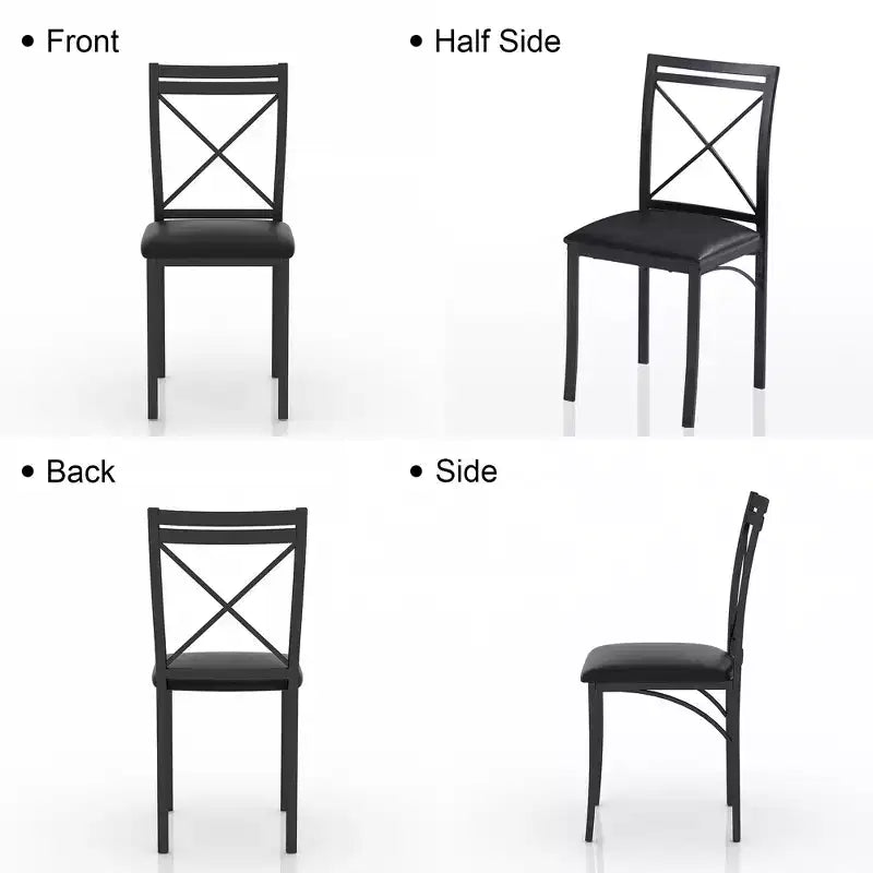 Set da pranzo da 5 pezzi per 4 persone, tavolo da pranzo in finto marmo con 4 sedie per cucina, piccoli spazi, nero/bianco