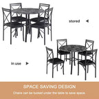 Set da pranzo da 5 pezzi per 4 persone, tavolo da pranzo in finto marmo con 4 sedie per cucina, piccoli spazi, nero/bianco