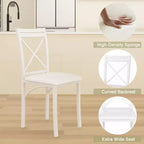 Set da pranzo da 5 pezzi per 4 persone, tavolo da pranzo in finto marmo con 4 sedie per cucina, piccoli spazi, nero/bianco