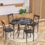 Set da pranzo da 5 pezzi per 4 persone, tavolo da pranzo in finto marmo con 4 sedie per cucina, piccoli spazi, nero/bianco