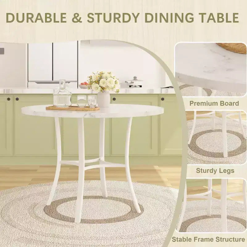 Set da pranzo da 5 pezzi per 4 persone, tavolo da pranzo in finto marmo con 4 sedie per cucina, piccoli spazi, nero/bianco