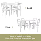 Set da pranzo da 5 pezzi per 4 persone, tavolo da pranzo in finto marmo con 4 sedie per cucina, piccoli spazi, nero/bianco
