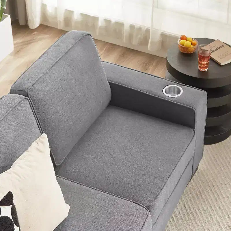 Divano moderno in tessuto "snowfleece" da 83,86 pollici a 3 posti per soggiorno, camera da letto, ufficio, colore grigio