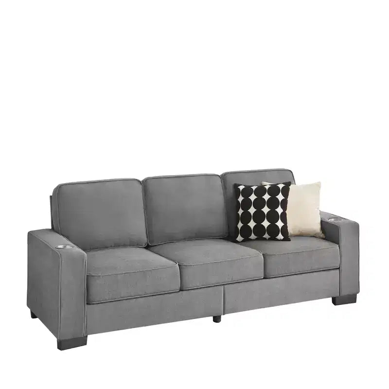 Divano moderno in tessuto "snowfleece" da 83,86 pollici a 3 posti per soggiorno, camera da letto, ufficio, colore grigio