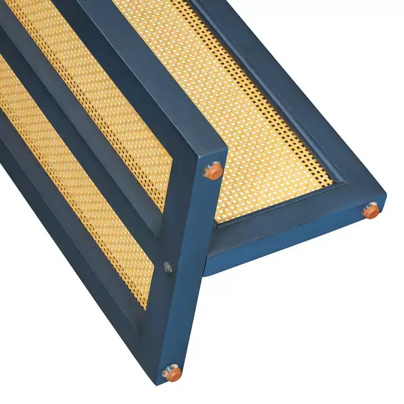 Consolle stretta in rattan con contenitore per soggiorno e corridoio, blu notte