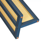 Consolle stretta in rattan con contenitore per soggiorno e corridoio, blu notte