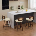 CLIHOME 3 Pieces Counter Height Bar Stools - 26 Rattan Counter Height Stools With Cane Back and Upholstered Seat