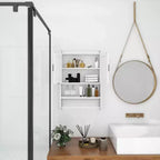 Pensile da bagno con ante, ripiano regolabile, portasciugamani e portarotolo, mobiletto sopra il WC, armadietto dei medicinali per il bagno - Bianco