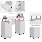 Tavolo da manicure/unghie da 42.5 pollici in MDF bianco con 3 cassetti e vano portaoggetti, ante e aspiratore elettrico