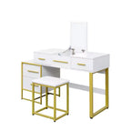 Toeletta da Trucco con Specchio, Mobile Contenitore Moderno con 4 Cassetti, Cassettiera in Legno con Comodino per Camera da Letto
