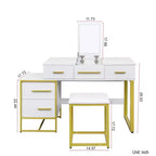 Toeletta da Trucco con Specchio, Mobile Contenitore Moderno con 4 Cassetti, Cassettiera in Legno con Comodino per Camera da Letto