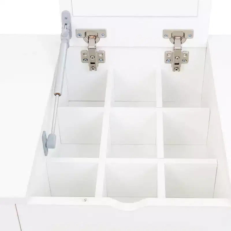 Toeletta da Trucco con Specchio, Mobile Contenitore Moderno con 4 Cassetti, Cassettiera in Legno con Comodino per Camera da Letto