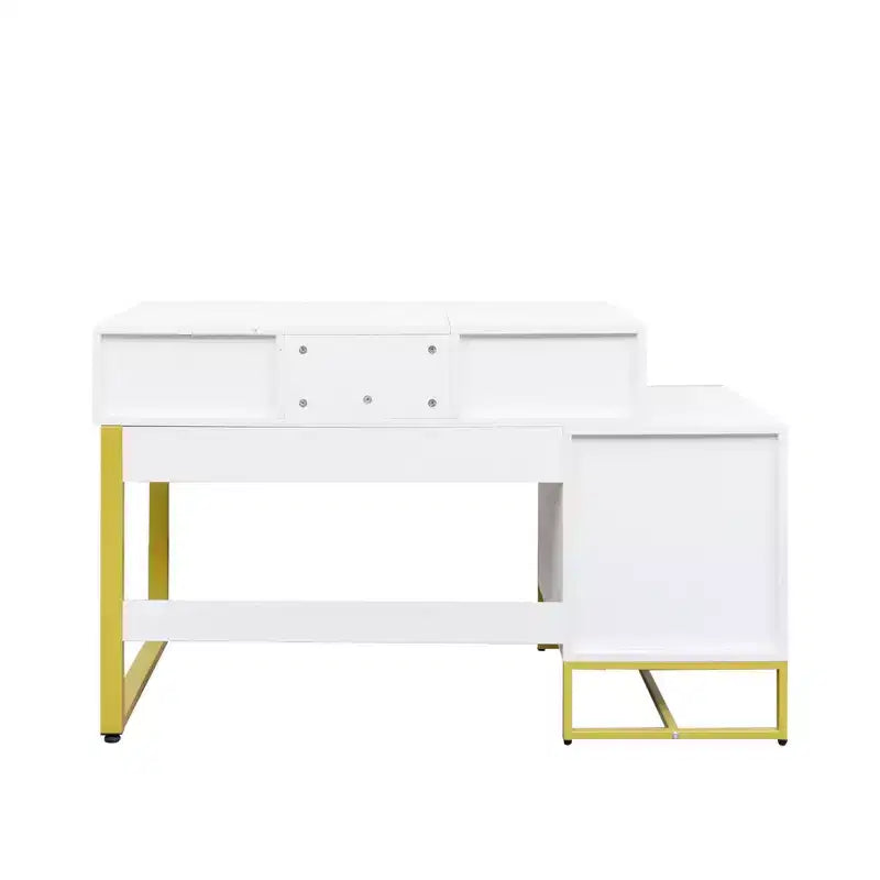 Toeletta da Trucco con Specchio, Mobile Contenitore Moderno con 4 Cassetti, Cassettiera in Legno con Comodino per Camera da Letto