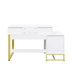 Toeletta da Trucco con Specchio, Mobile Contenitore Moderno con 4 Cassetti, Cassettiera in Legno con Comodino per Camera da Letto