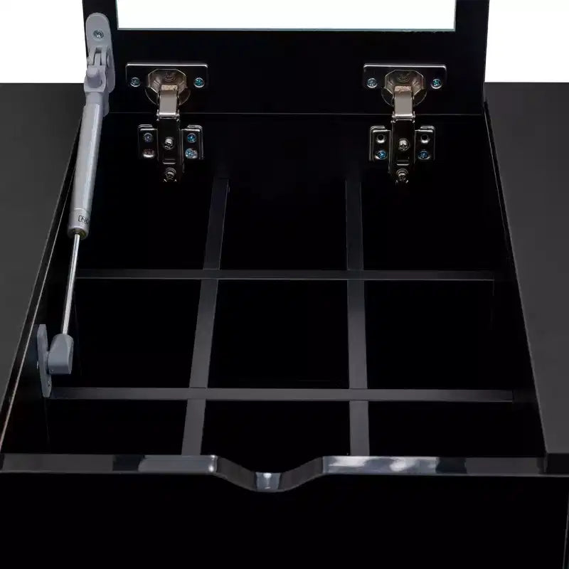 Toeletta da Trucco con Specchio, Mobile Contenitore Moderno con 4 Cassetti, Cassettiera in Legno con Comodino per Camera da Letto