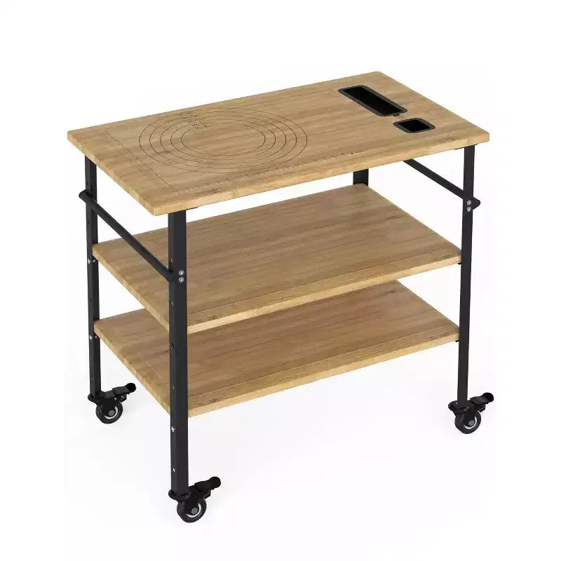 Carrello da cucina in bambù, carrello portaoggetti a 3 ripiani, carrello multiuso mobile con ruote universali silenziose, adatto per cucine domestiche