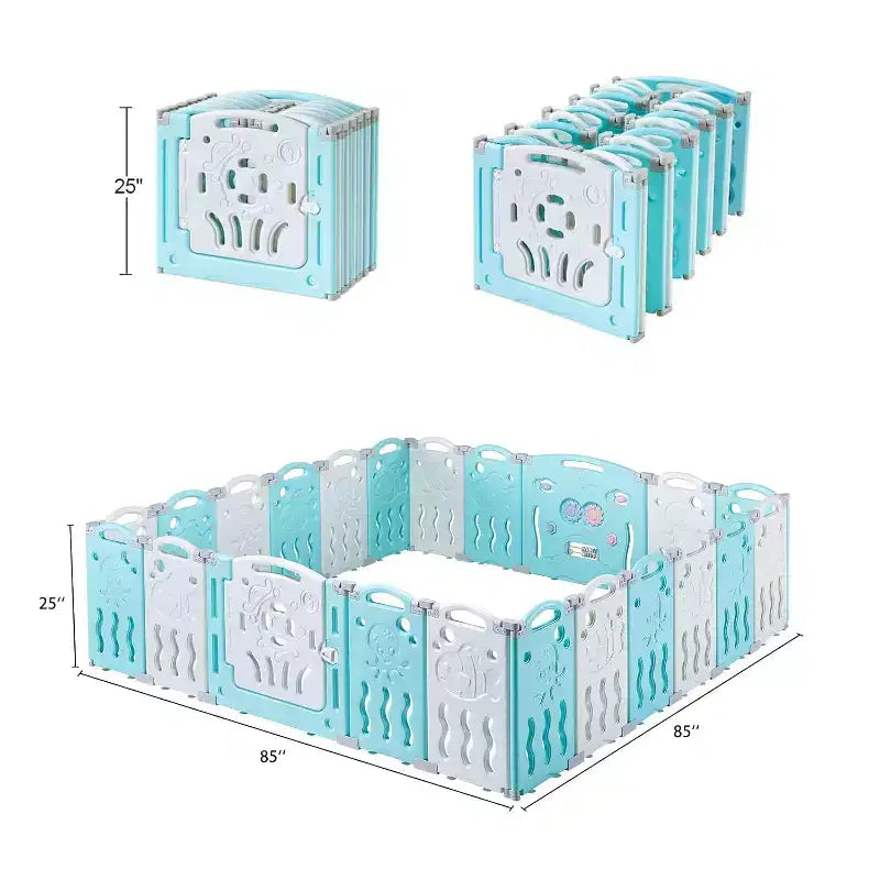 Box per Bambini, Recinto Pieghevole Portatile Migliorato per Neonati con Pannello Gioco e Cancello di Sicurezza