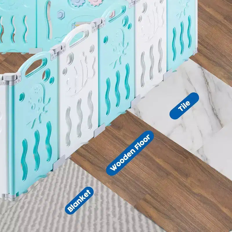 Box per Bambini, Recinto Pieghevole Portatile Migliorato per Neonati con Pannello Gioco e Cancello di Sicurezza