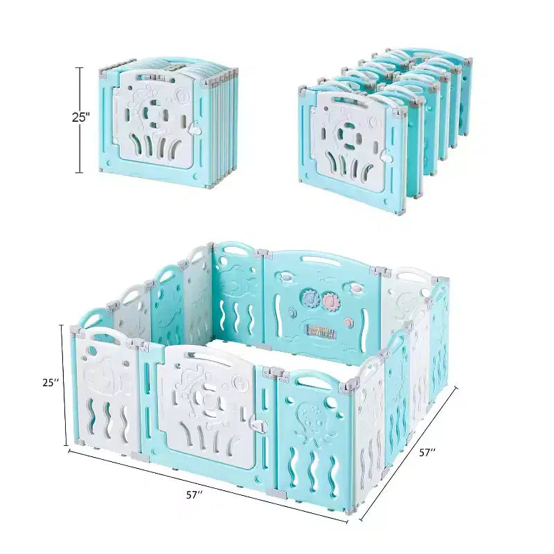 Box per Bambini, Recinto Pieghevole Portatile Migliorato per Neonati con Pannello Gioco e Cancello di Sicurezza