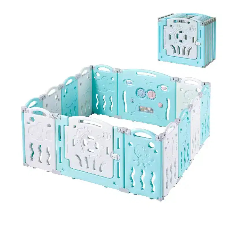 Box per Bambini, Recinto Pieghevole Portatile Migliorato per Neonati con Pannello Gioco e Cancello di Sicurezza