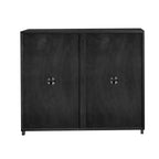 Mobile credenza scavato scanalato di metà secolo con 2 fori per prese per ingresso, corridoio, nero