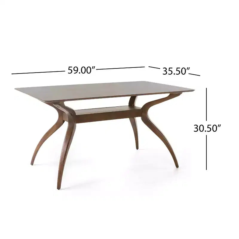 Set da pranzo Megann Mid-Century moderno in legno con 5 pezzi imbottiti in tessuto