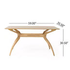 Set da pranzo Megann Mid-Century moderno in legno con 5 pezzi imbottiti in tessuto