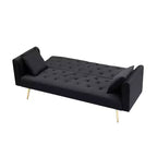 Divanetto due Posti Vintage in Velluto, Comodo per Soggiorno Camera da Letto, Nero