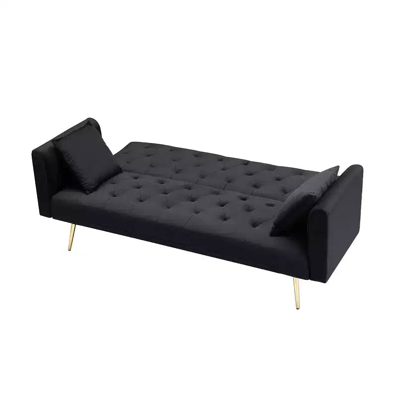 Divanetto due Posti Vintage in Velluto, Comodo per Soggiorno Camera da Letto, Nero