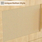 Libreria alta a 5 ripiani con mensole espositive, libreria classica in rattan con contenitore, libreria a 5 ripiani con struttura in metallo