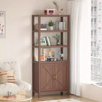 Libreria a scaffale, Libreria a 5 ripiani in legno con ante, Libreria alta 180 cm con ripiani regolabili, Scaffali per libri e archivio