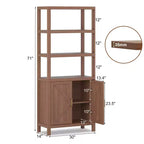 Libreria a scaffale, Libreria a 5 ripiani in legno con ante, Libreria alta 180 cm con ripiani regolabili, Scaffali per libri e archivio