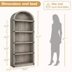 71.65 Libreria con ante, Libreria ad arco, Libreria alta, Mobiletto rustico con ripiani, Scaffali in legno per ufficio domestico, soggiorno
