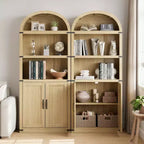 71.65 Libreria con ante, Libreria ad arco, Libreria alta, Mobiletto rustico con ripiani, Scaffali in legno per ufficio domestico, soggiorno