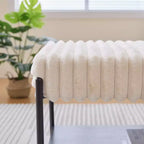 Pouf imbottito da 30,7W, panca da letto per il fondo del letto, panca sgabello poggiapiedi con ripiano portaoggetti aperto per corridoio, soggiorno, camera da letto