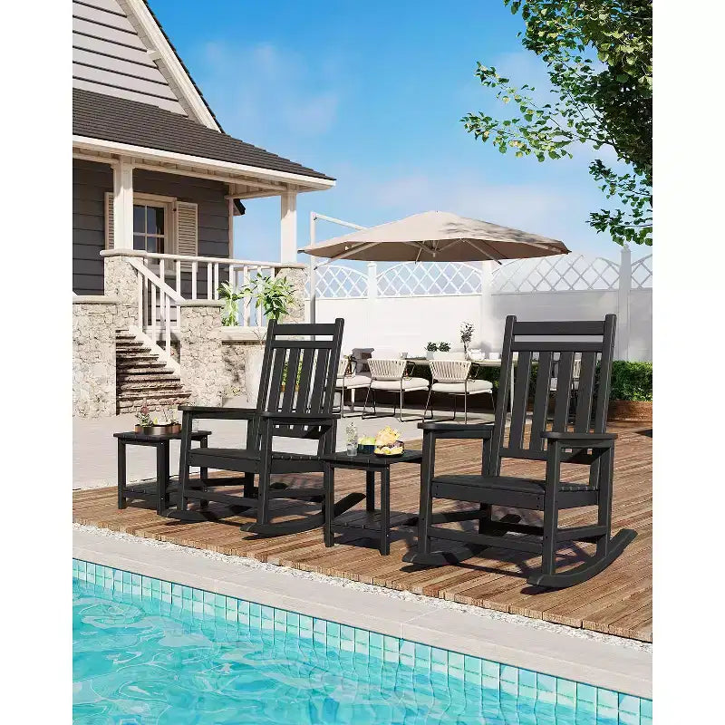 Tavolino da Esterno a 2 Ripiani - Tavolo da Patio in HDPE per Tutte le Stagioni per Piscina e Terrazza