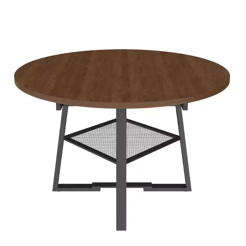 Tavolo da Pranzo Rotondo Estensibile per 4-6 Persone, Tavolo da Cucina Circolare con Scaffale, Piano Ispessito e Struttura in Metallo per Sala da Pranzo