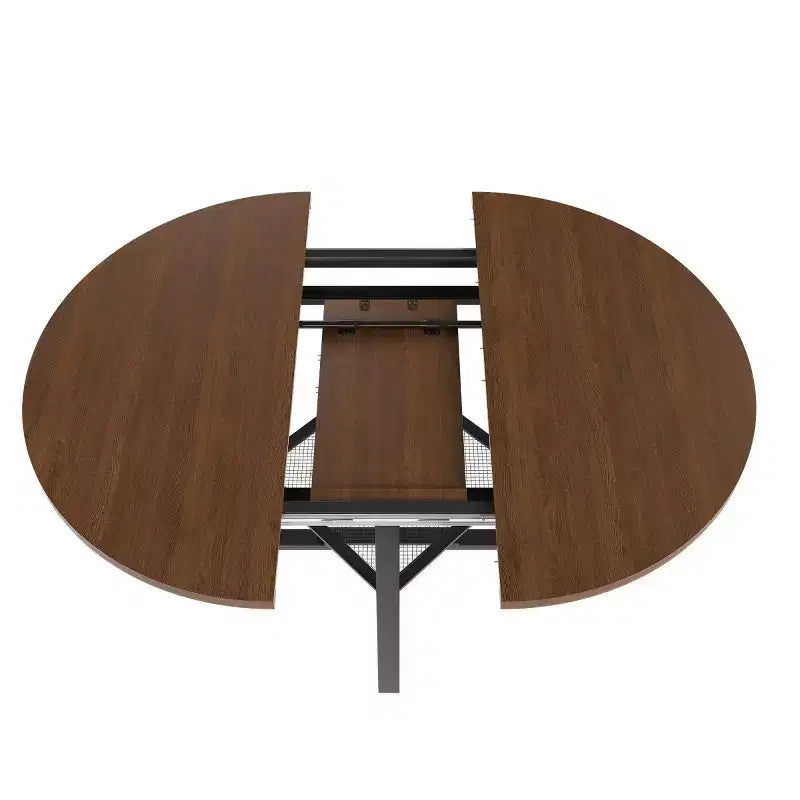 Tavolo da Pranzo Rotondo Estensibile per 4-6 Persone, Tavolo da Cucina Circolare con Scaffale, Piano Ispessito e Struttura in Metallo per Sala da Pranzo