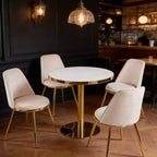 GDFStudio Elara 32W Faux Marble and Metal Pedestal Bistro Table