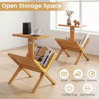 Libreria a 2 Ripiani Piccola Scaffale con Struttura in Legno Teak e Tappetini Antiscivolo