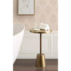 Tavolino rotondo in metallo Tira, oro, 35x35x61 cm