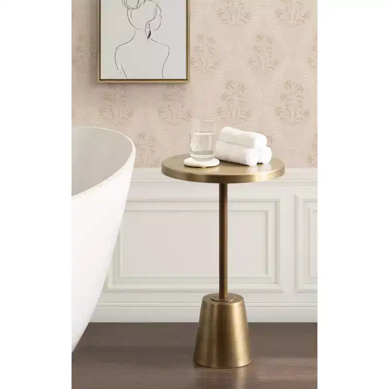 Tavolino rotondo in metallo Tira, oro, 35x35x61 cm
