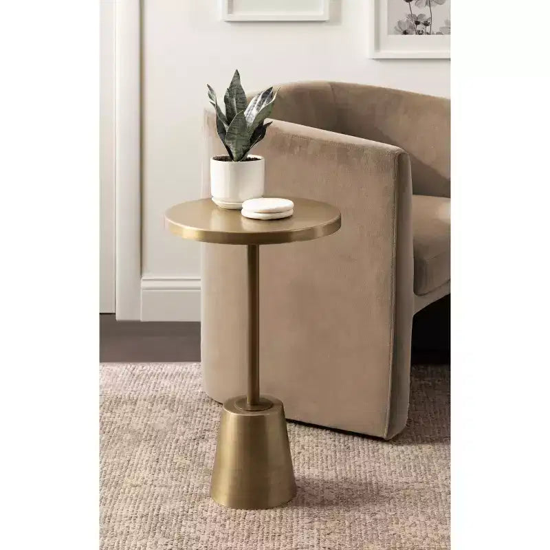 Tavolino rotondo in metallo Tira, oro, 35x35x61 cm