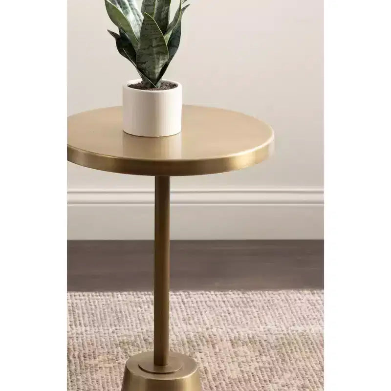 Tavolino rotondo in metallo Tira, oro, 35x35x61 cm