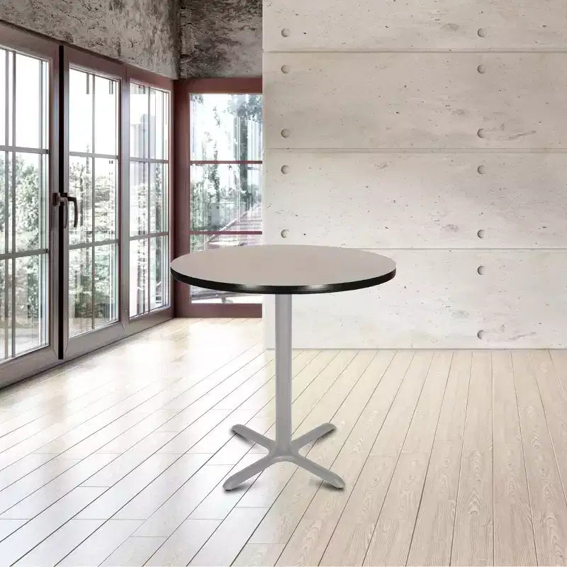Tavolo da pranzo rotondo Bennet Collection da 36" con base a X Grigio/Nebulosa Grigia